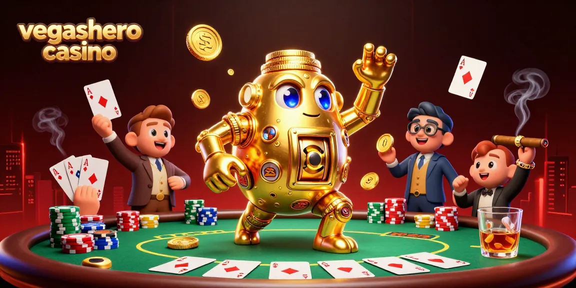 Engage with vegashero casino's exciting games featuring a golden golem and dynamic poker setup.