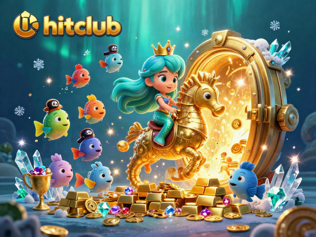 Experience the excitement of link hitclub with vibrant underwater 3D casino gaming illustration.