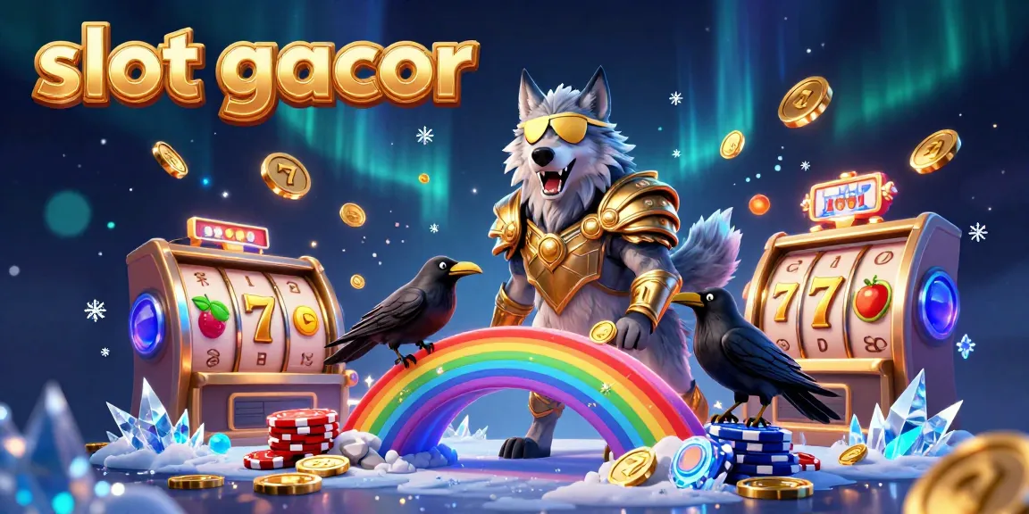 Engage with slot gacor in a vibrant, dynamic 3D casino scene featuring Norse characters and colorful slot elements.