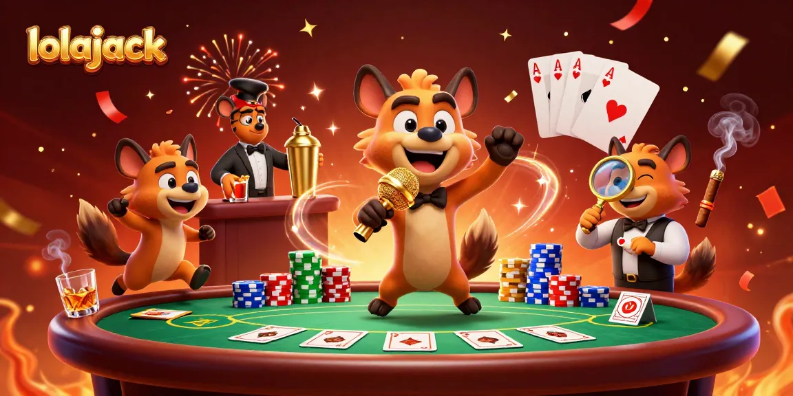 Experience the fun at lolajack Casino with festive hyenas hosting thrilling games and cocktails.